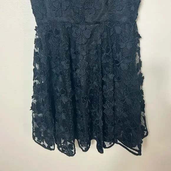 NWT Milly Minis girl's black 3D floral Avery formal pageant dress